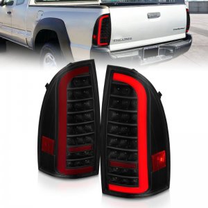 Toyota Tacoma LED Taillights - Rear - ANZO - Full LED w/ Light Bar Sequential Black Housing - Smoke - `05-`15