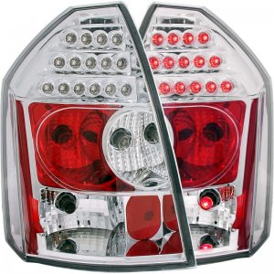 Chrysler 300C LED Taillights - Rear - ANZO - Clear Lens, Chrome Housing - Chrome - `05-`07