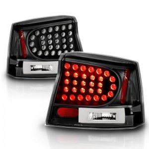 Dodge Charger LED Taillights - Rear - ANZO - LED, Clear Lens - Black - `06-`08