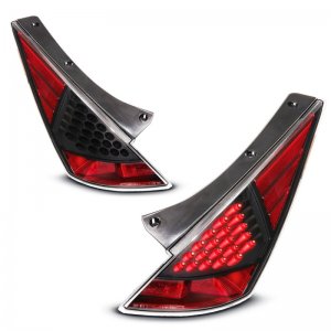 Nissan 350Z LED Taillights - ANZO - Clear Lens, Black Housing - Black - `03-`05