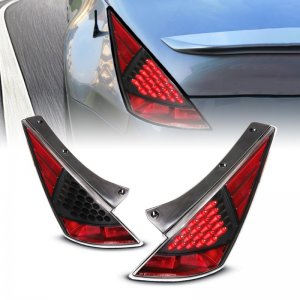 Nissan 350Z LED Taillights - ANZO - Clear Lens, Black Housing - Black - `03-`05