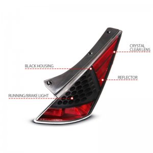 Nissan 350Z LED Taillights - ANZO - Clear Lens, Black Housing - Black - `03-`05