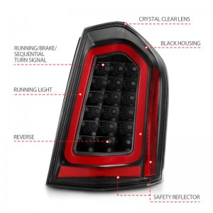 Chrysler 300 LED Taillights - ANZO - Sequential - Black - `11-`14