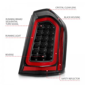 Chrysler 300 LED Taillights - ANZO - Sequential - Black - `11-`14