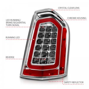 Chrysler 300 LED Taillights - ANZO - Sequential Lens - Chrome - `11-`14