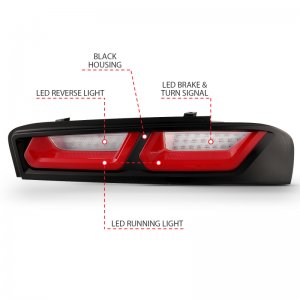 Chevrolet Camaro LED Taillights - ANZO - Red/Clear Lens - Red/Clear - `16-`18