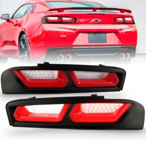 Chevrolet Camaro LED Taillights - ANZO - Red/Clear Lens - Red/Clear - `16-`18
