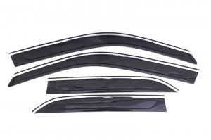 Chrysler 300 Ventvisor Low Profile Deflectors - Side - AVS - Low Profile w/Chrome Trim - Smoke - `11-`18