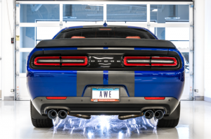 Dodge Challenger Performance Exhaust - AWE Tuning - Cat-Back Track Edition, Quad Tips - Chrome Silver - 2017