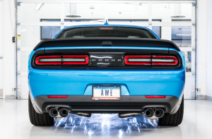 Dodge Challenger Performance Exhaust - AWE Tuning - Touring Edition Cat Back with Quad Tips, Non-Resonated - Silver - 2015