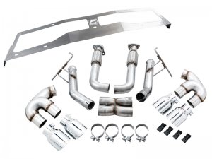 Chevrolet Corvette Performance Exhaust - AWE Tuning - Cat-Back Track Edition with Quad Tips - Chrome Silver - 2020
