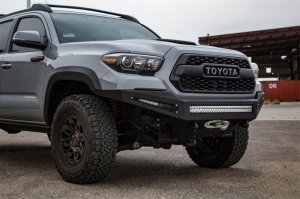 Toyota Tacoma Bumper - Front - Addictive Desert Designs - HoneyBadger - Hammer Black with Satin Black Panels - `16-`18