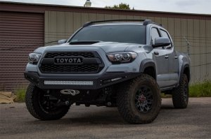 Toyota Tacoma Bumper - Front - Addictive Desert Designs - HoneyBadger - Hammer Black with Satin Black Panels - `16-`18