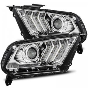 Ford Mustang Headlights - AlphaRex - LUXX LED Projector - Chrome - `10-`12