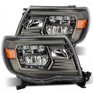 Toyota Tacoma Headlights - AlphaRex - LUXX Crystal Plank Style w/ Activation Light/DRL - Alpha Black - `05-`11