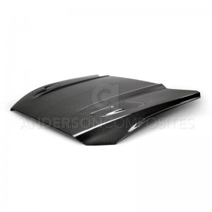 Ford Mustang Hood - Anderson Composites - Double Sided Carbon Fiber Type-OE Style - `15-`17
