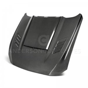 Ford Mustang Hood - Anderson Composites - Ram Air Double Sided Carbon Fiber - `18-`20