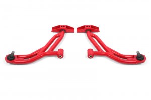 Ford Mustang Control Arms - Lower - BMR Suspension - Non-Adjustable, Poly/Delrin Bushings - Red - `10-`14