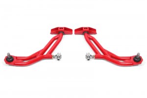 Ford Mustang Control Arms - Lower - BMR Suspension - Adjustable Delrin/Rod End with 19mm Standard Ball Joint - Red - `10-`14