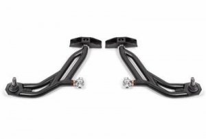 Ford Mustang Control Arms - Front - BMR Suspension - Adjustable, Delrin Bushings/Rod Ends, 19mm Tall Ball Joint - Black Hammertone - `10-`14