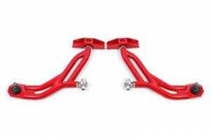 Ford Mustang Control Arms - Lower - BMR Suspension - Adjustable with Delrin/Rod End and 19mm Tall Ball Joint - Red - `10-`14