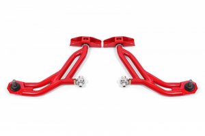 Ford Mustang Control Arms - Lower - BMR Suspension - Adjustable with Delrin/Rod End and 19mm Tall Ball Joint - Red - `10-`14
