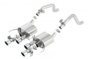 Chevrolet Corvette C7 Performance Exhaust - Borla - Cat Back, ATAK, Dual Rd Rolled Center Rear Exit - Polished/Black Coated - `14-`19