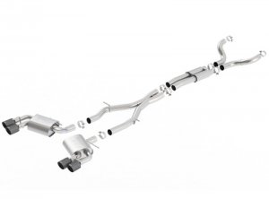 Chevrolet Camaro SS Performance Exhaust - Rear - Borla - Cat Back ATAK, Dual Split Exit, Carbon Fiber Tips - Black - `16-`24