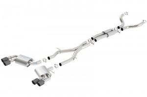 Chevrolet Camaro SS Performance Exhaust - Rear - Borla - Cat Back ATAK, Dual Split Exit, Carbon Fiber Tips - Black - `16-`24