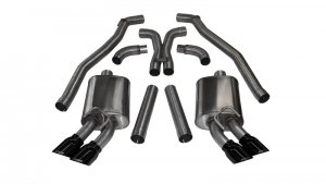 Chevrolet Camaro ZL1 Coupe Performance Exhaust - Dual Rear Exit - CORSA Performance - Cat-Back + XO with Twin 4.0in. Black PVD Pro-Series Tips - Black - `12-`15