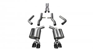 Dodge Challenger Performance Exhaust - Rear - CORSA Performance - Xtreme Cat-Back Dual Rear Exit - Black - `17-`23