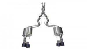 Ford Mustang Performance Exhaust - Dual Rear Exit - CORSA Performance - Cat-Back Xtreme with 4in Black PVD Pro-Series Tips - Black - `18-`23