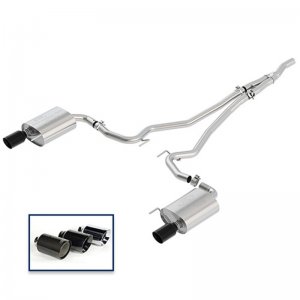 Ford Mustang Performance Exhaust - Dual Rear Exit - Ford Racing - Cat-Back, Touring - Black Chrome - 2018