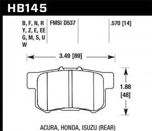Acura RSX Brake Pads - Rear - Hawk Performance - DTC-60 - `02-`06