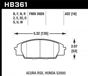Acura RSX Brake Pad - Front - Hawk Performance - HPS 5.0 - `02-`06