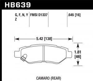Chevrolet Camaro Brake Pads - Rear - Hawk Performance - DTC-60 - `10-`15