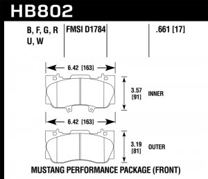 Ford Mustang Brake Pads - Front - Hawk Performance - HP+ Compound - `16-`17
