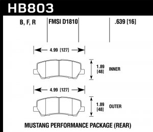 Ford Mustang Brake Pads - Rear - Hawk Performance - Performance Ceramic - `15-`17