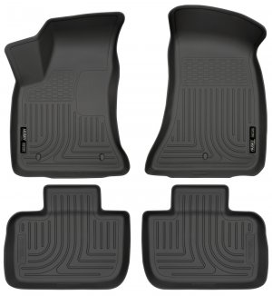 Dodge Charger Floor Liners - Front + 2nd Seat - Husky Liners - WeatherBeater - Black - `11-`12