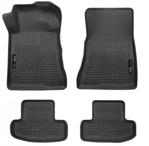 Ford Mustang Floor Mats - Front + Rear - Husky Liners - WeatherBeater - Black - `10-`12
