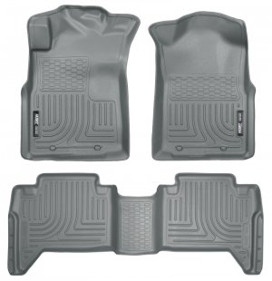 Toyota Tacoma Floor Mats - Front + Rear - Husky Liners - WeatherBeater Combo - Gray - `05-`13