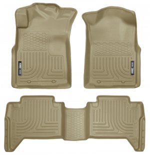 Toyota Tacoma Floor Mats - Front + 2nd Seat - Husky Liners - WeatherBeater - Tan - `05-`13