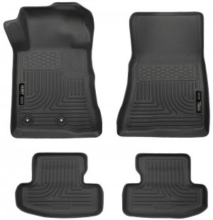 Ford Mustang Floor Mats - Front + Rear - Husky Liners - WeatherBeater - Black - `15-`22