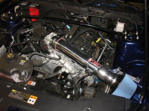 Ford Mustang Performance Air Intake - Injen - Power-Flow Cold Air Intake System, Short Ram, SuperNano-Web Dry Filter - Polished - `11-`14