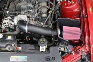 Ford Mustang Performance Air Intake - JLT - Series 2 w/Red Filter - Black Textured - 2010