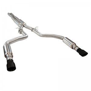 Dodge Charger SRT Performance Exhaust - Kooks Headers - Cat Back (3in OEM Style, 4in Black Slash Cut Tips) - Black - `15-`18