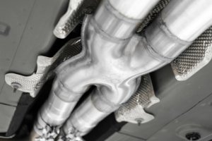 Dodge Challenger Performance Exhaust - Dual Rear Exit - MBRP - Cat Back, Armor Lite, Aluminized, Quad Tips, Street Version - 2017