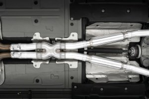 Dodge Challenger Performance Exhaust - Dual Rear Exit - MBRP - Cat Back, Armor Lite, Aluminized, Quad Tips, Street Version - 2017