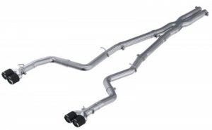 Dodge Challenger Performance Exhaust - Dual Rear Exit - MBRP - Cat Back, Race Version, T304 Stainless Steel with Quad Carbon Fiber Tips - `15-`16
