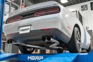 Dodge Challenger Performance Exhaust - Dual Rear Exit - MBRP - Cat Back, Armor Lite Series, Race Version, Quad Tips - `15-`16